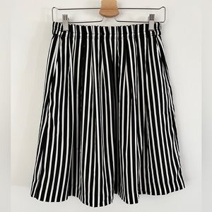 J. Crew Mercantile casual A-line skirt in striped black and white